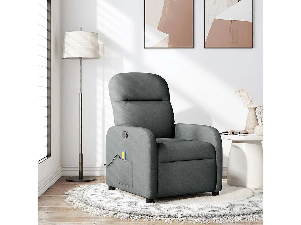 Fauteuil inclinable de massage en tissu gris foncé
