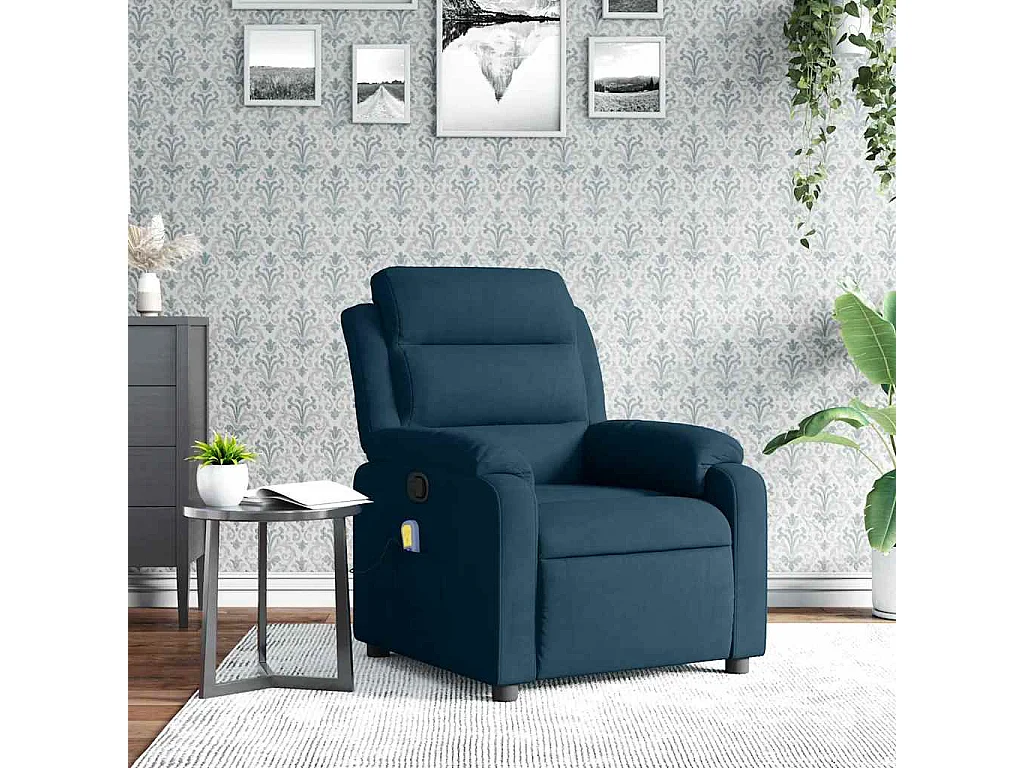Massagestoel verstelbaar fluweel blauw