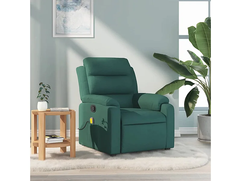 Fauteuil de massage inclinable Vert foncé Tissu