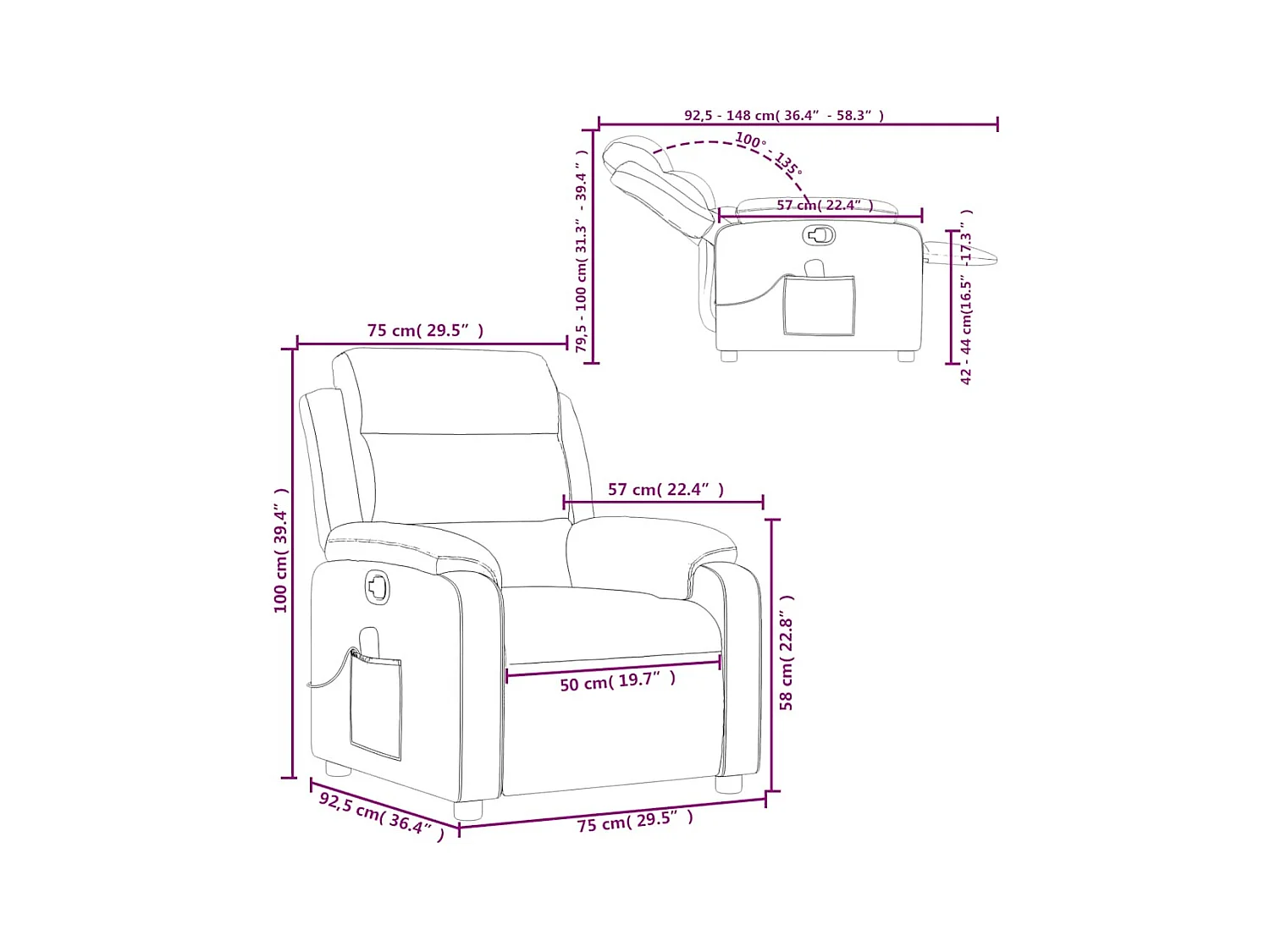 Massagestoel verstelbaar stof donkergroen