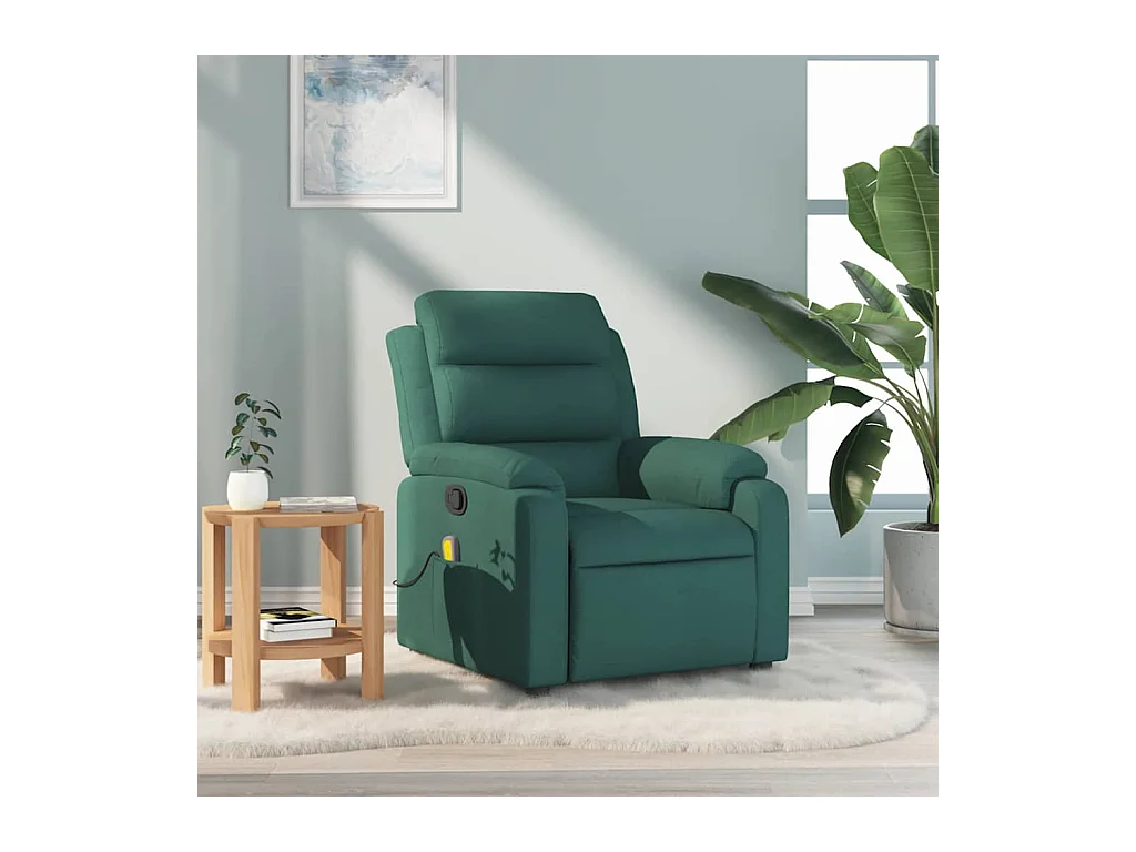 Fauteuil de massage inclinable Vert foncé Tissu