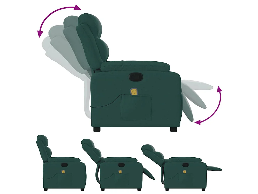 Fauteuil de massage inclinable Vert foncé Tissu