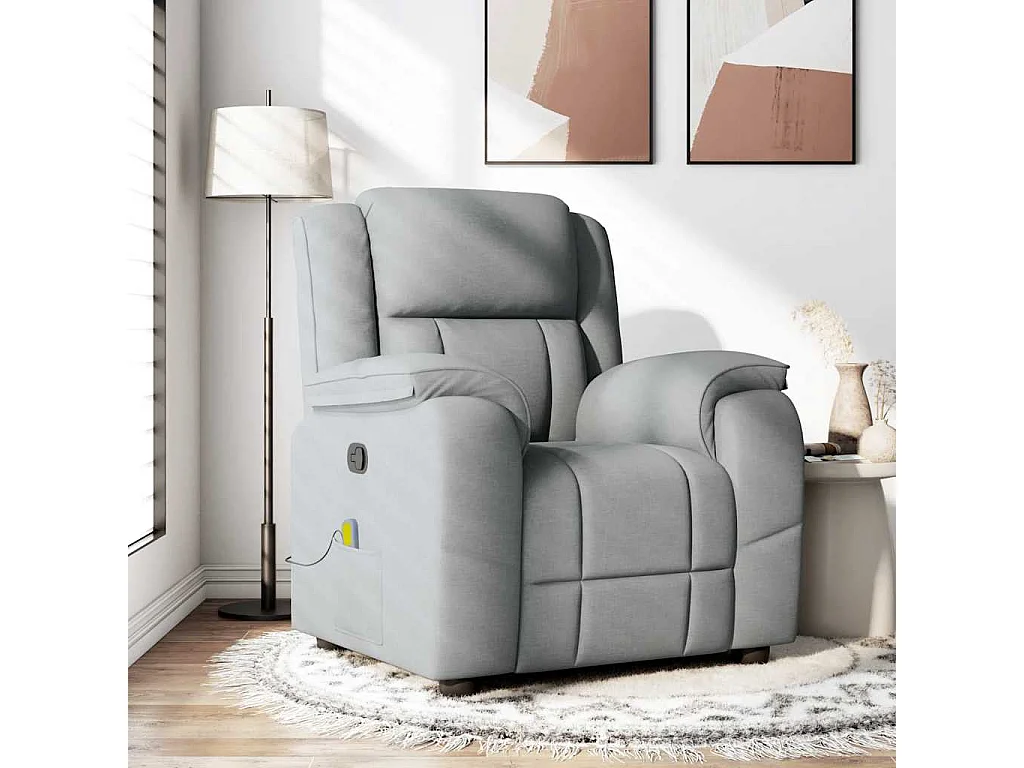 Fauteuil de massage inclinable Gris clair Tissu