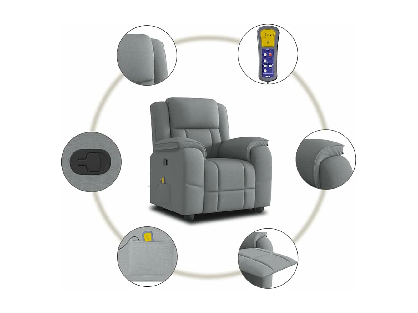 Fauteuil de massage inclinable Gris clair Tissu