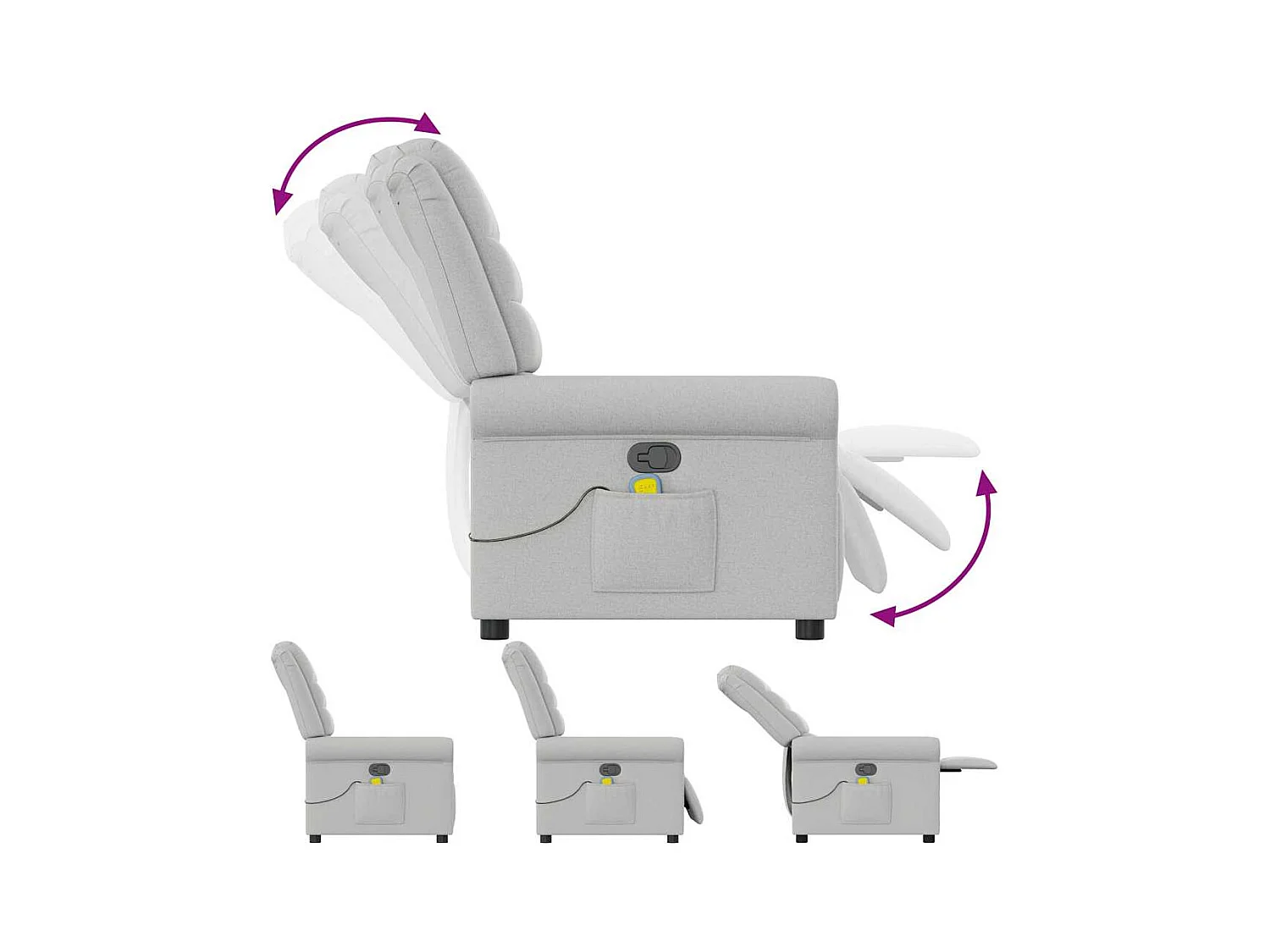 Poltrona Massaggiante Reclinabile Grigio Nuvola in Tessuto
