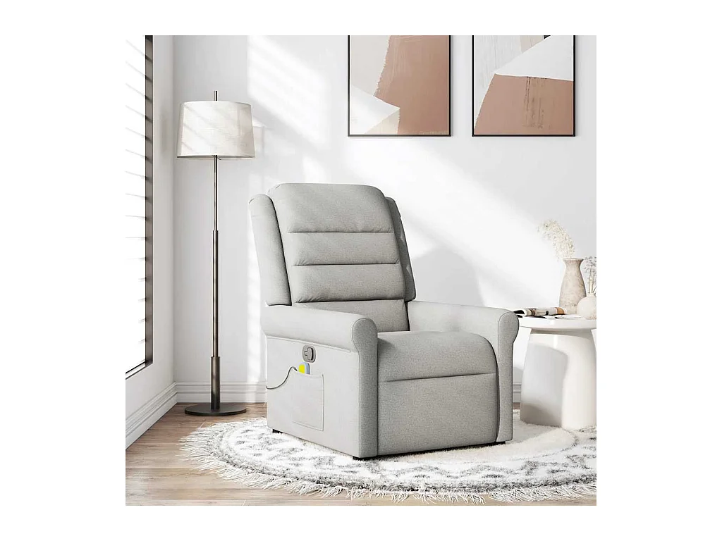 Fauteuil de massage inclinable gris nuage tissu