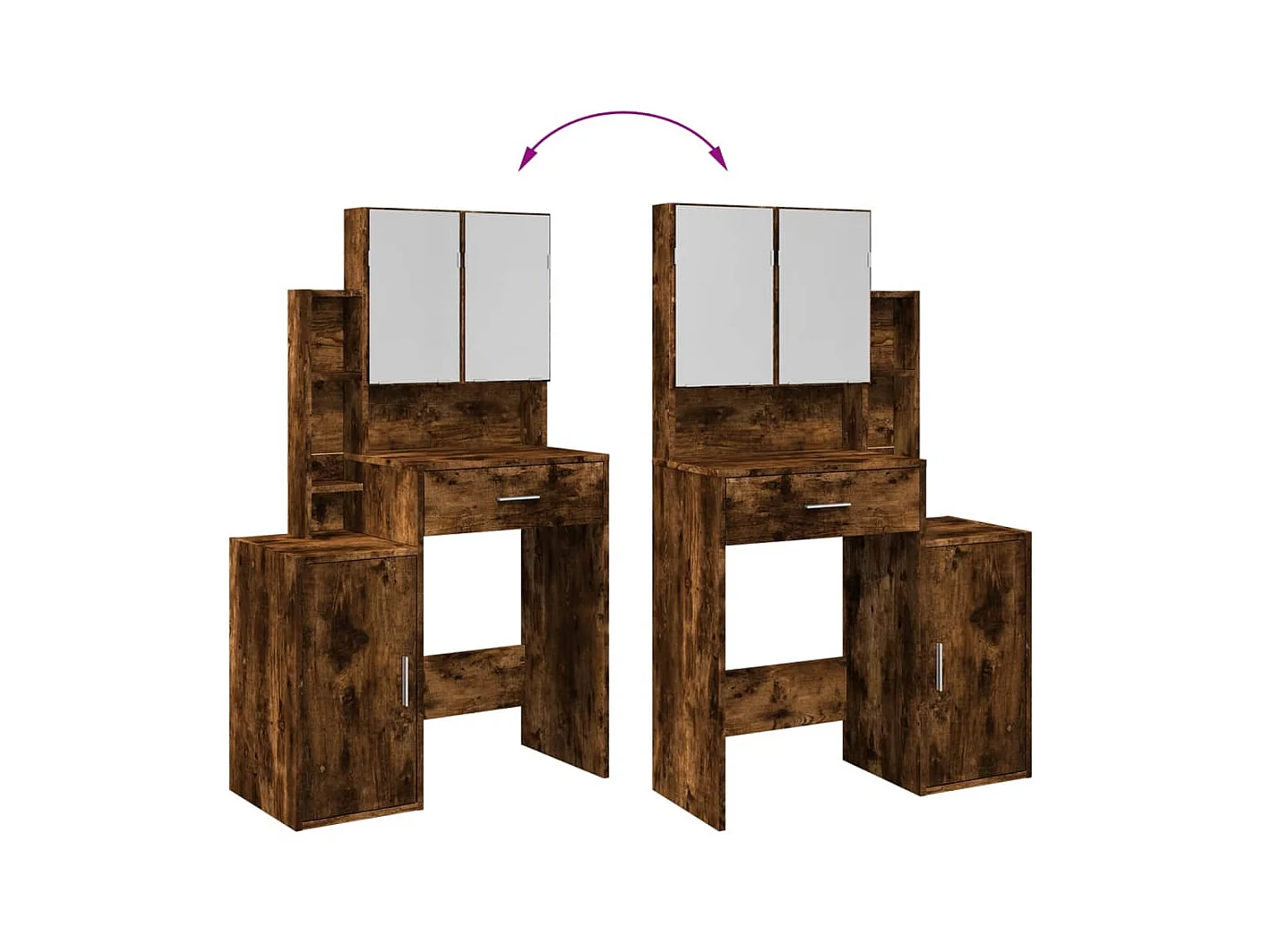 Coiffeuse avec armoire chêne fumé 80x35x132 cm