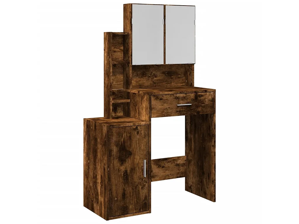 Coiffeuse avec armoire chêne fumé 80x35x132 cm