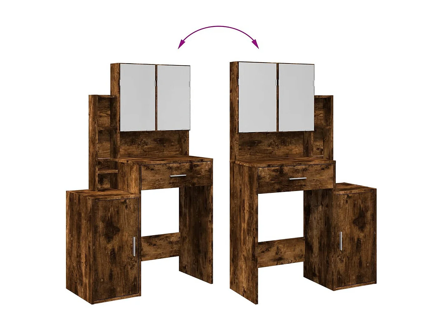 Coiffeuse avec armoire chêne fumé 80x35x132 cm
