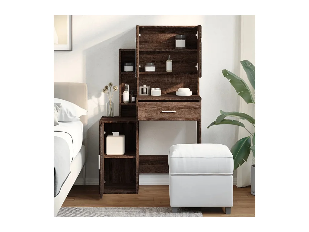 Coiffeuse avec armoire chêne marron 80x35x132 cm
