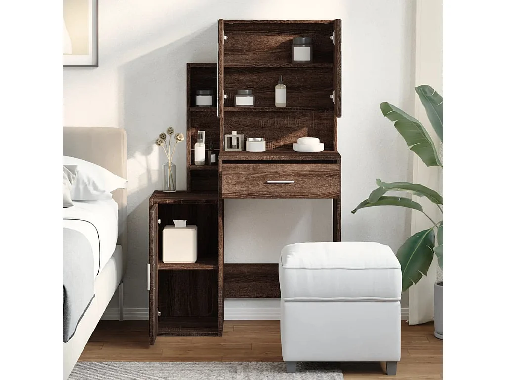 Toeletta con Armadietto Rovere Marrone 80x35x132 cm