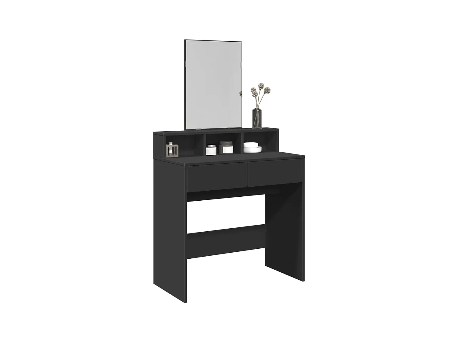 Coiffeuse avec miroir noir 80x41x144,5 cm