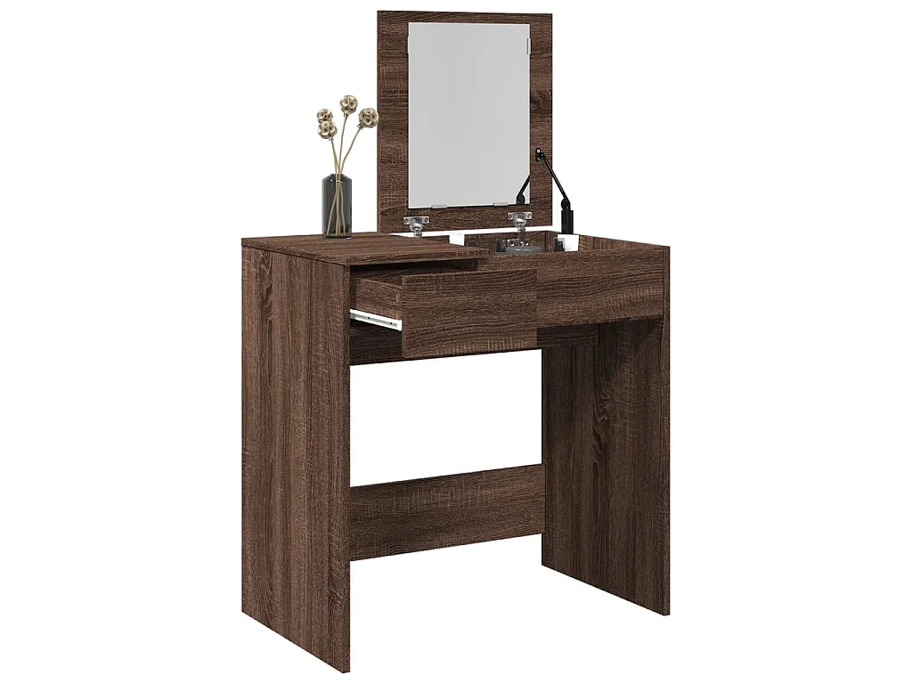 Kaptafel met spiegel 73x46,5x120 cm bruin eikenkleurig