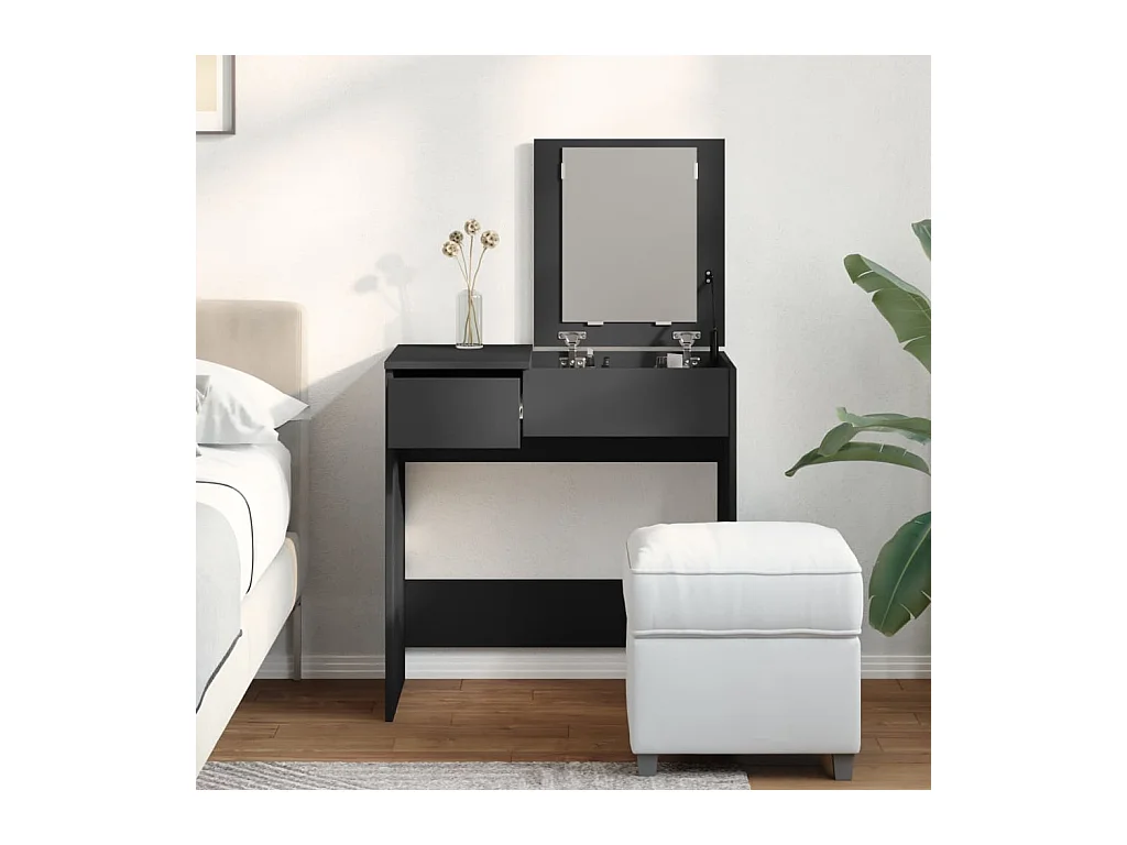 Coiffeuse avec miroir noir 73x46,5x120 cm