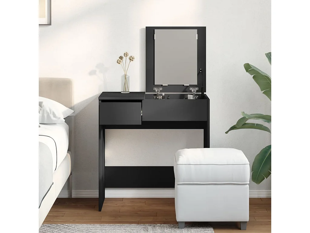 Toeletta con Specchio Nero 73x46,5x120 cm