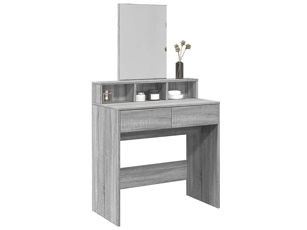 Kaptafel met spiegel 80x41x144,5 cm grijs sonoma
