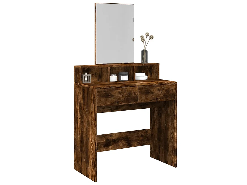 Coiffeuse avec miroir chêne fumé 80x41x144,5 cm