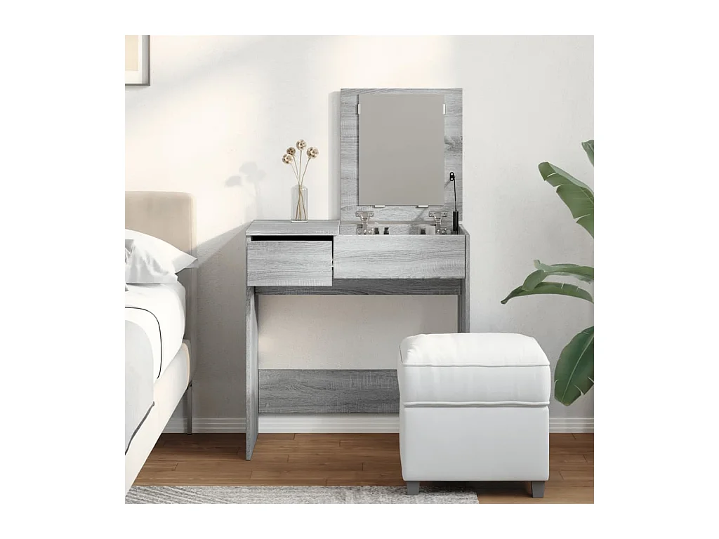 Toeletta con Specchio Grigio Sonoma 73x46,5x120 cm