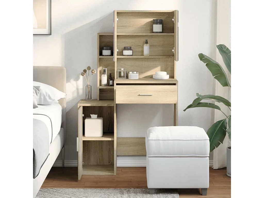 Coiffeuse avec armoire chêne sonoma 80x35x132 cm