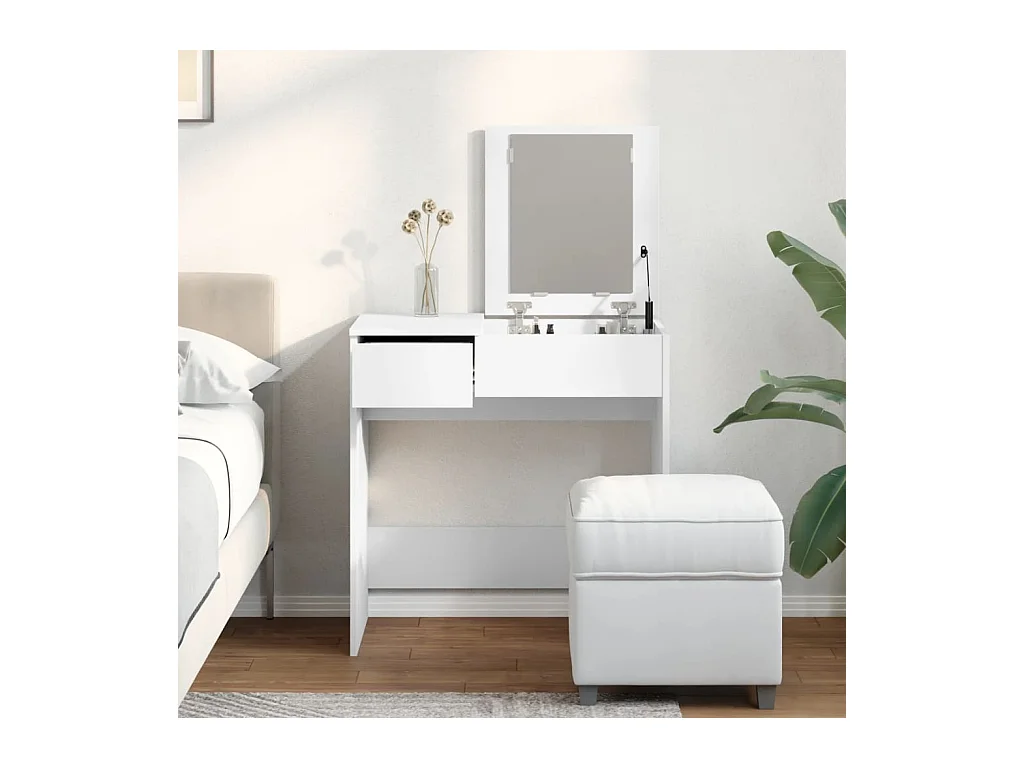 Toeletta con Specchio Bianco 73x46,5x120 cm