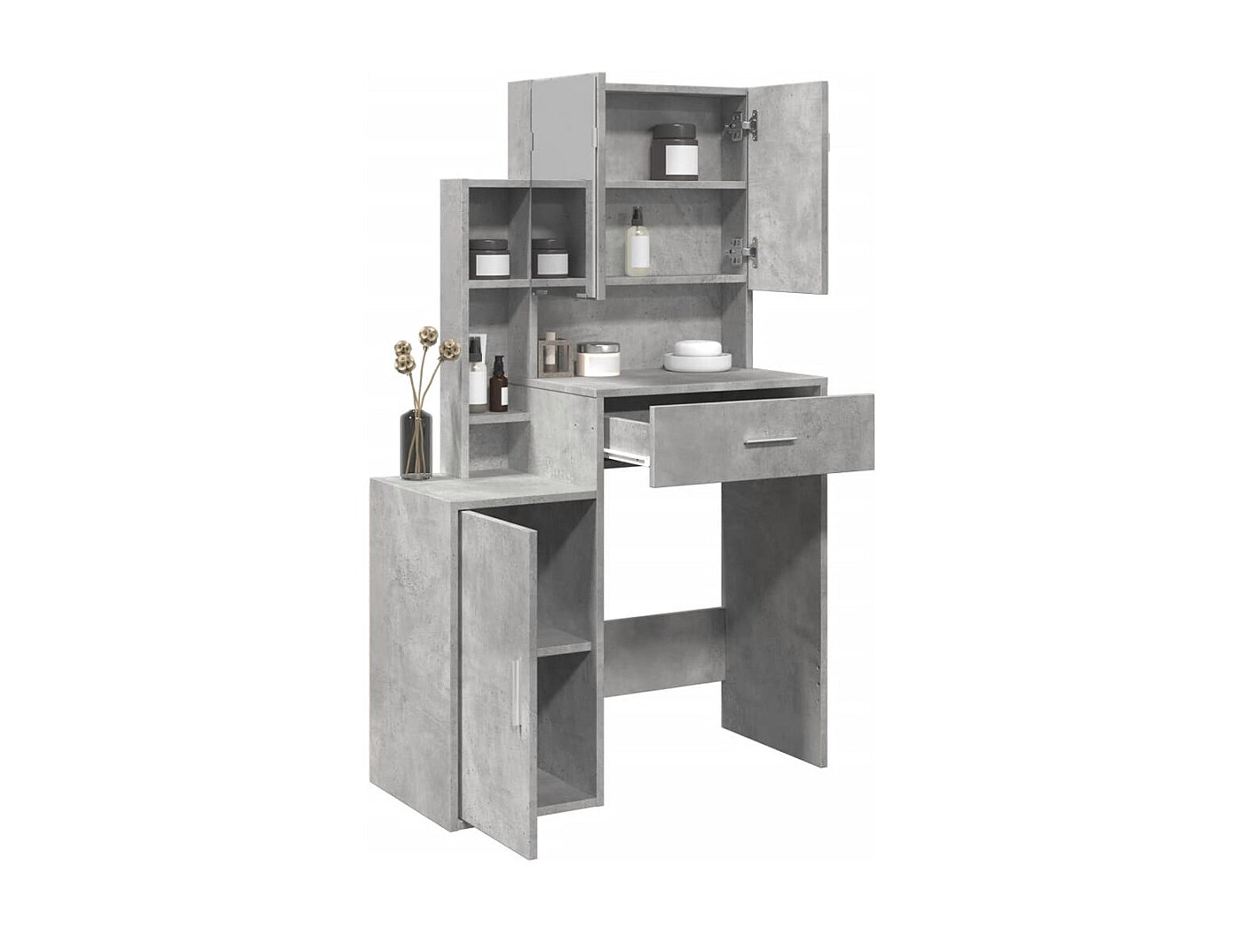 Toeletta E Sgabello Grigio Cemento 60x40x113,5 Cm