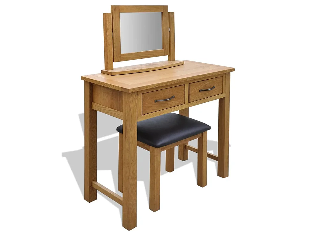 Kaptafel met krukje massief eikenhout