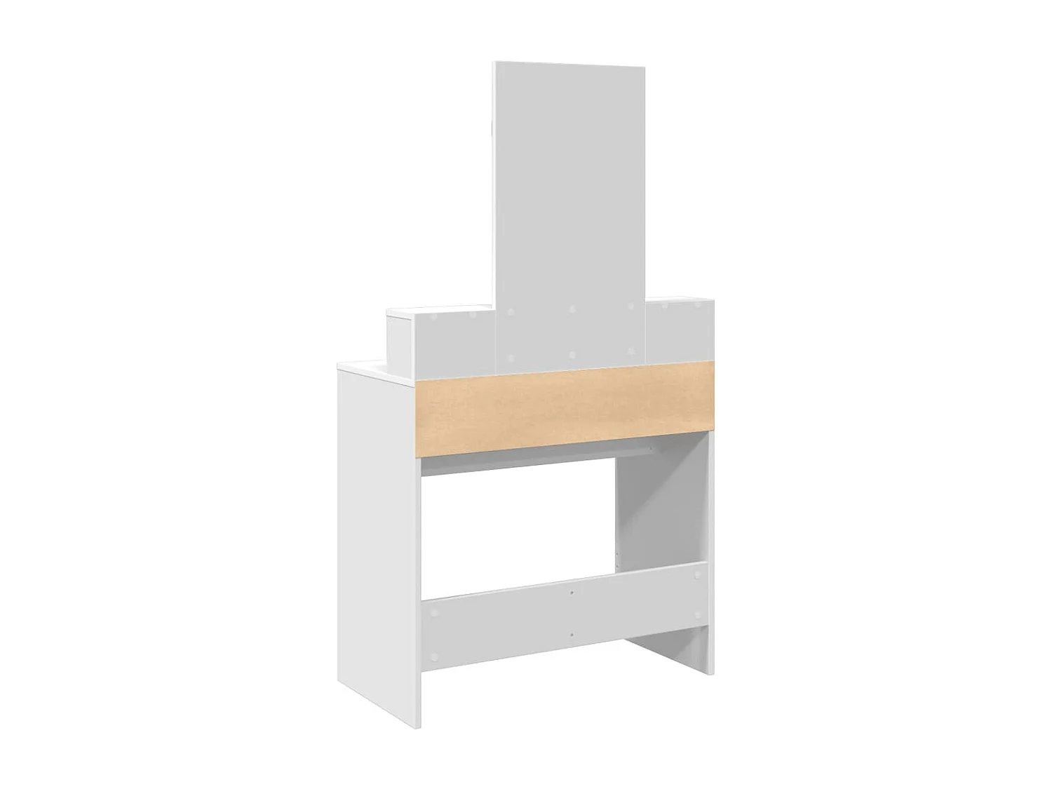 Biała toaletka 80x41x144,5 cm z lustrem i 2 szufladami, praktyczne przechowywanie z drewna inżynieryjnego