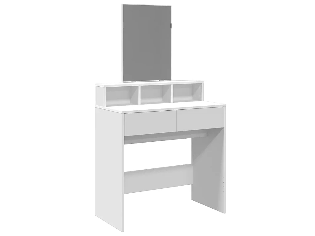 Kaptafel met spiegel 80x41x144,5 cm wit