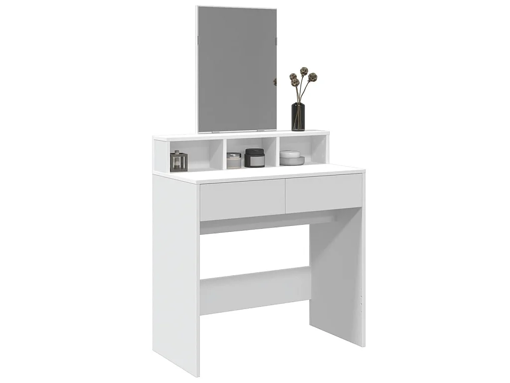 Kaptafel met spiegel 80x41x144,5 cm wit
