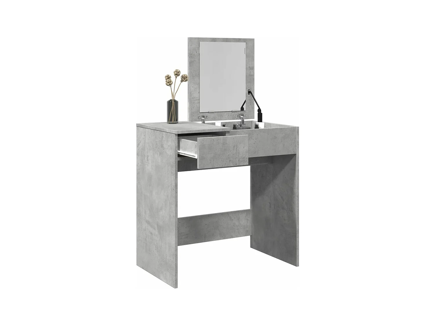 Toeletta con Specchio Grigio Cemento 73x46,5x120 cm