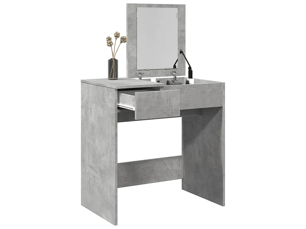 Coiffeuse avec miroir gris béton 73x46,5x120 cm