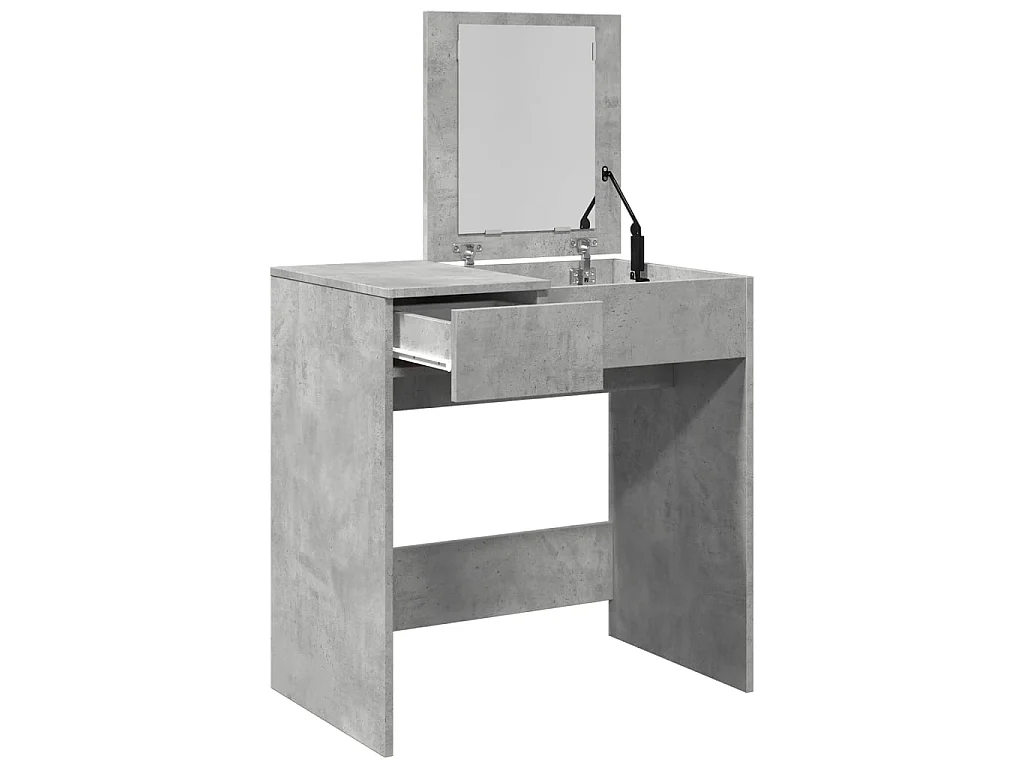 Coiffeuse avec miroir gris béton 73x46,5x120 cm