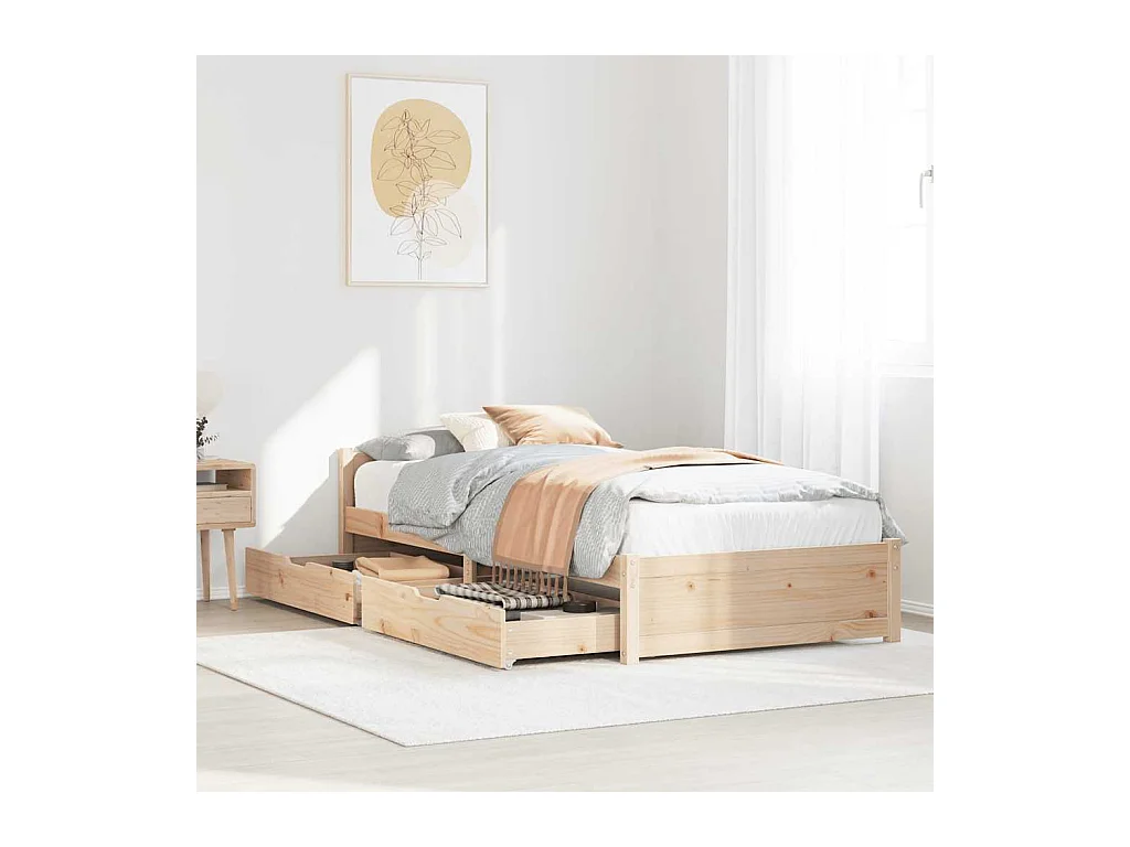 Letto senza Materasso 90x200 cm in Legno Massello di Pino
