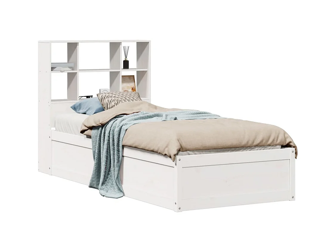 Bedframe zonder matras massief grenenhout wit 90x200 cm