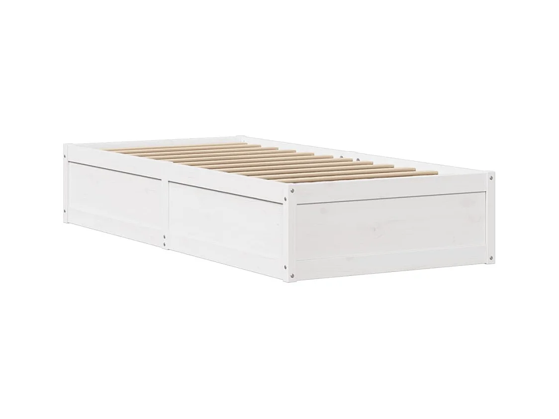 Bedframe zonder matras massief grenenhout wit 90x200 cm