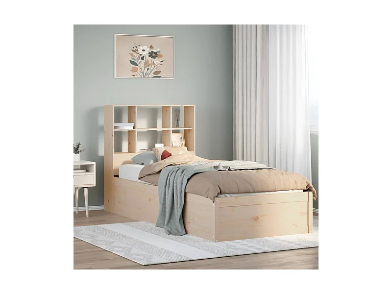 Estructura de cama sin colchón madera maciza de pino 90x200 cm