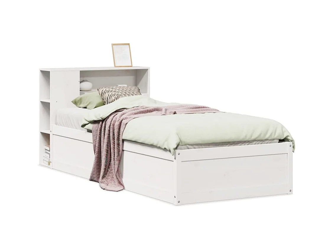 Cadre de lit sans matelas blanc 90x200 cm bois de pin massif