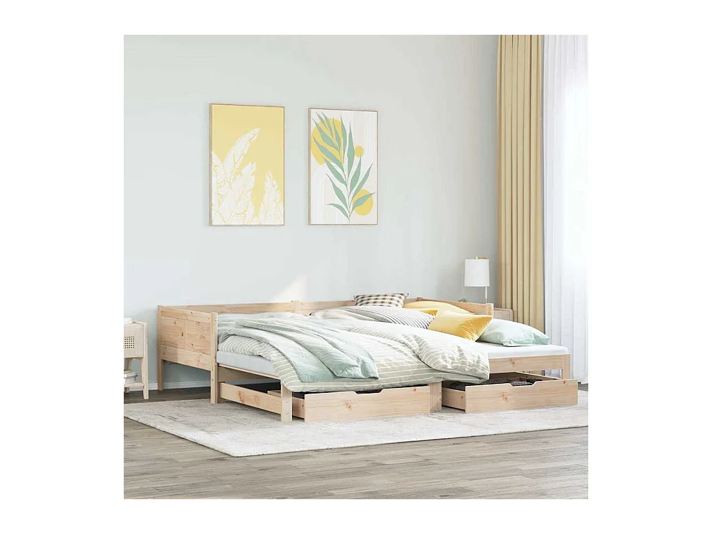 Divano Letto Estraibile con Cassetti senza Materasso 80x200 cm
