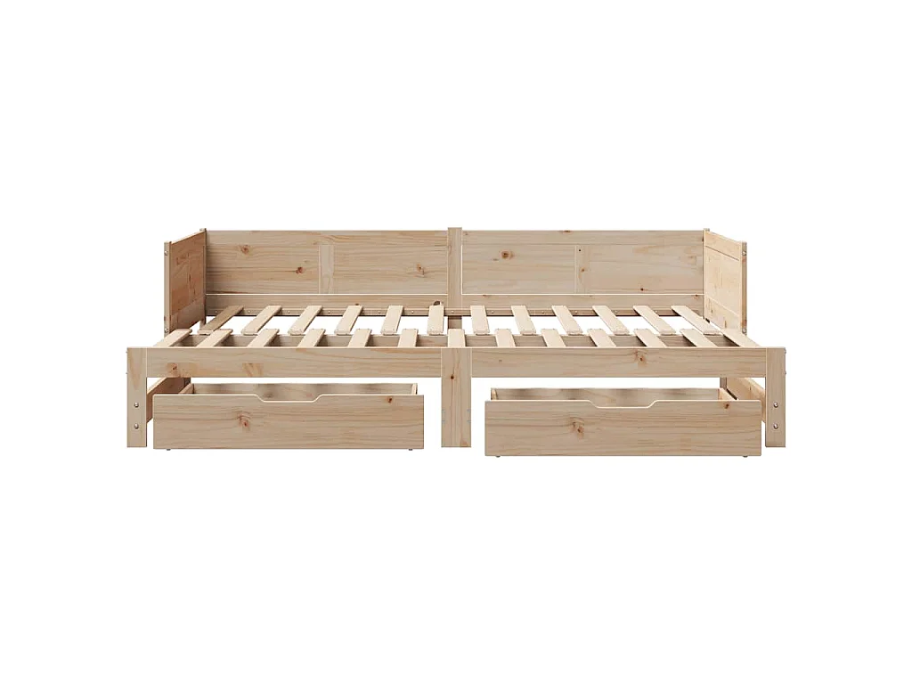 Slaapbank met onderschuifbed en lades zonder matras 80x200 cm