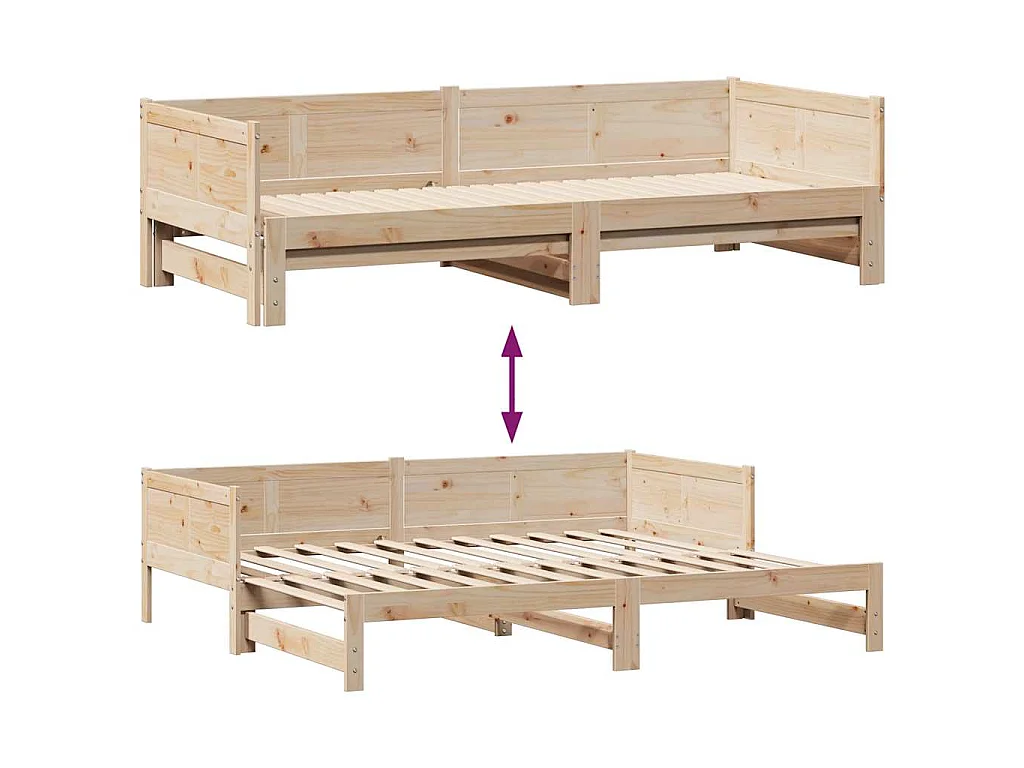 Slaapbank met onderschuifbed en lades zonder matras 80x200 cm