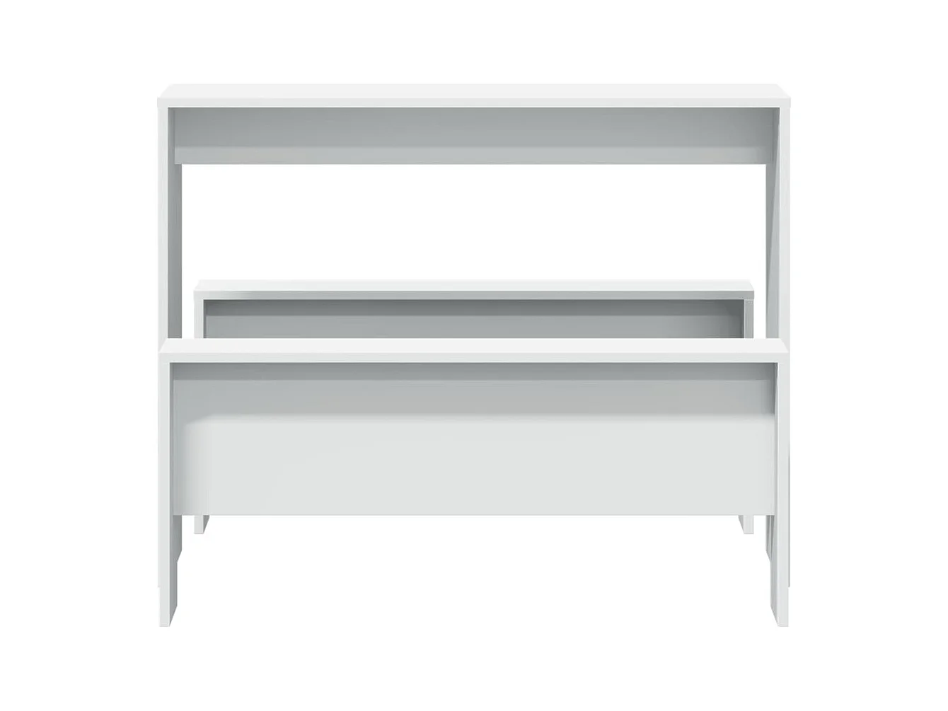 Set Tavolo da Pranzo con Panche 3 pz Bianco in Truciolato