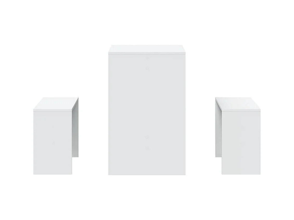 Set Tavolo da Pranzo con Panche 3 pz Bianco in Truciolato
