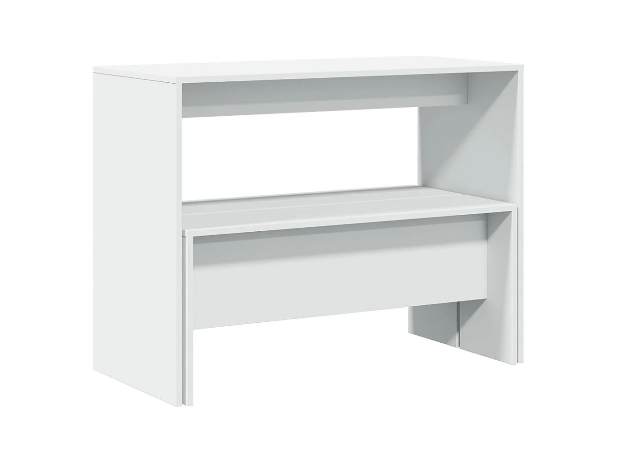 Set Tavolo da Pranzo con Panche 3 pz Bianco in Truciolato