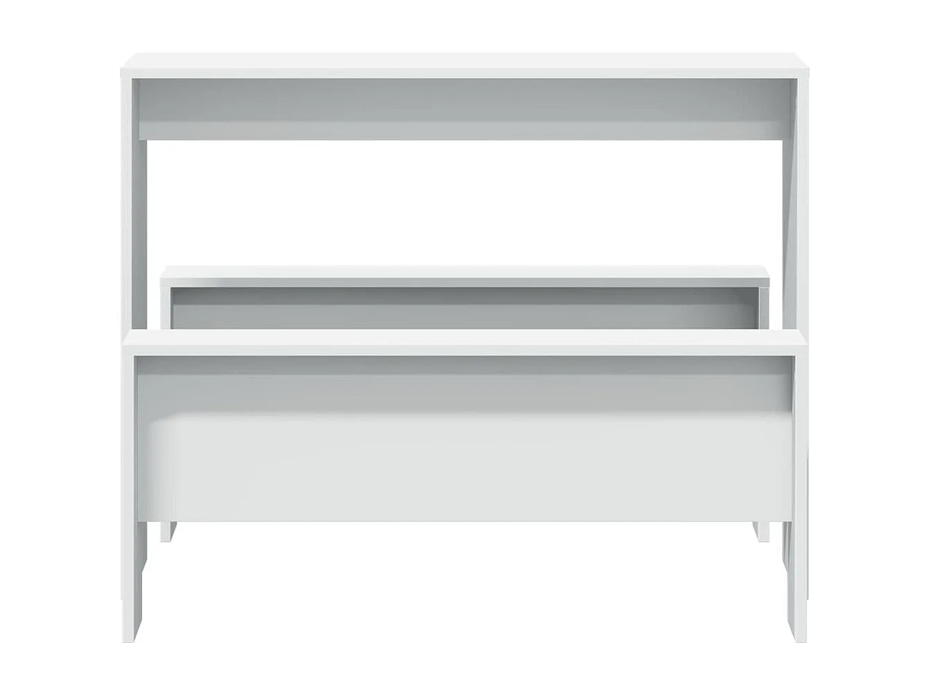 Ensemble table à manger et bancs 3pcs blanc bois d'ingénierie