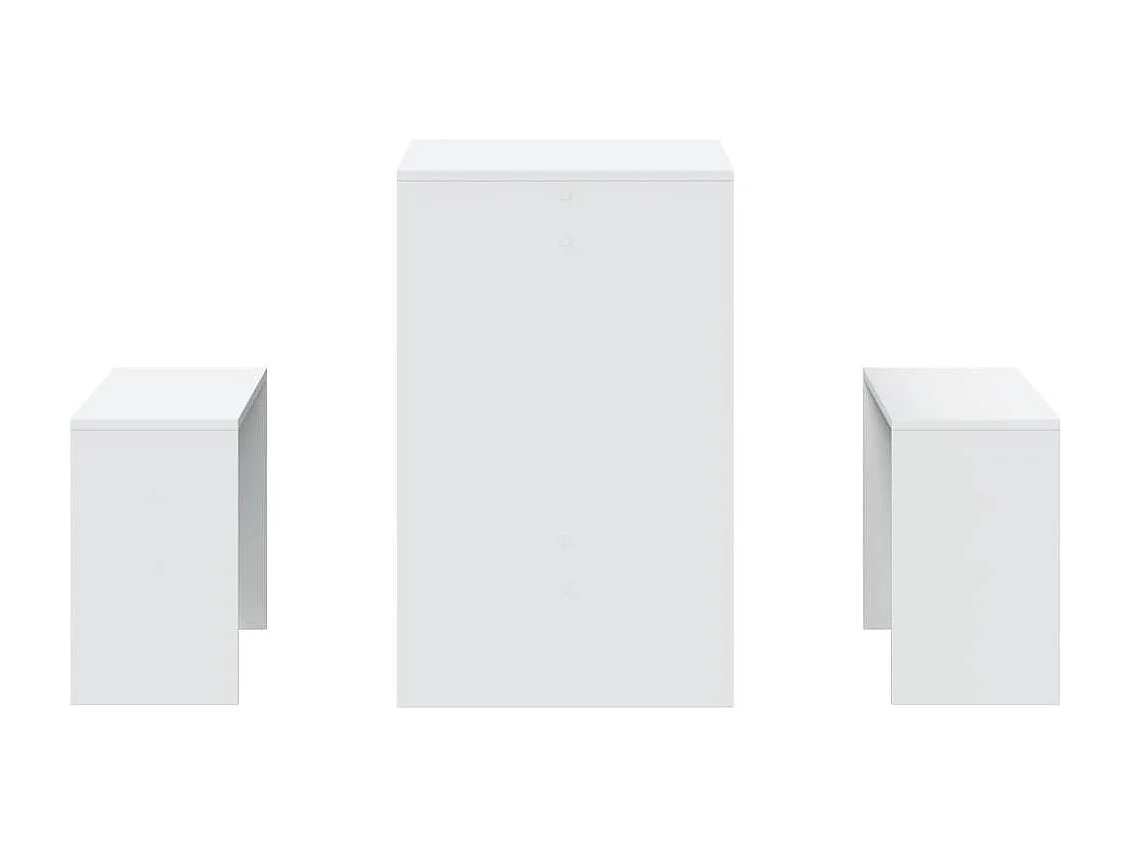 Ensemble table à manger et bancs 3pcs blanc bois d'ingénierie