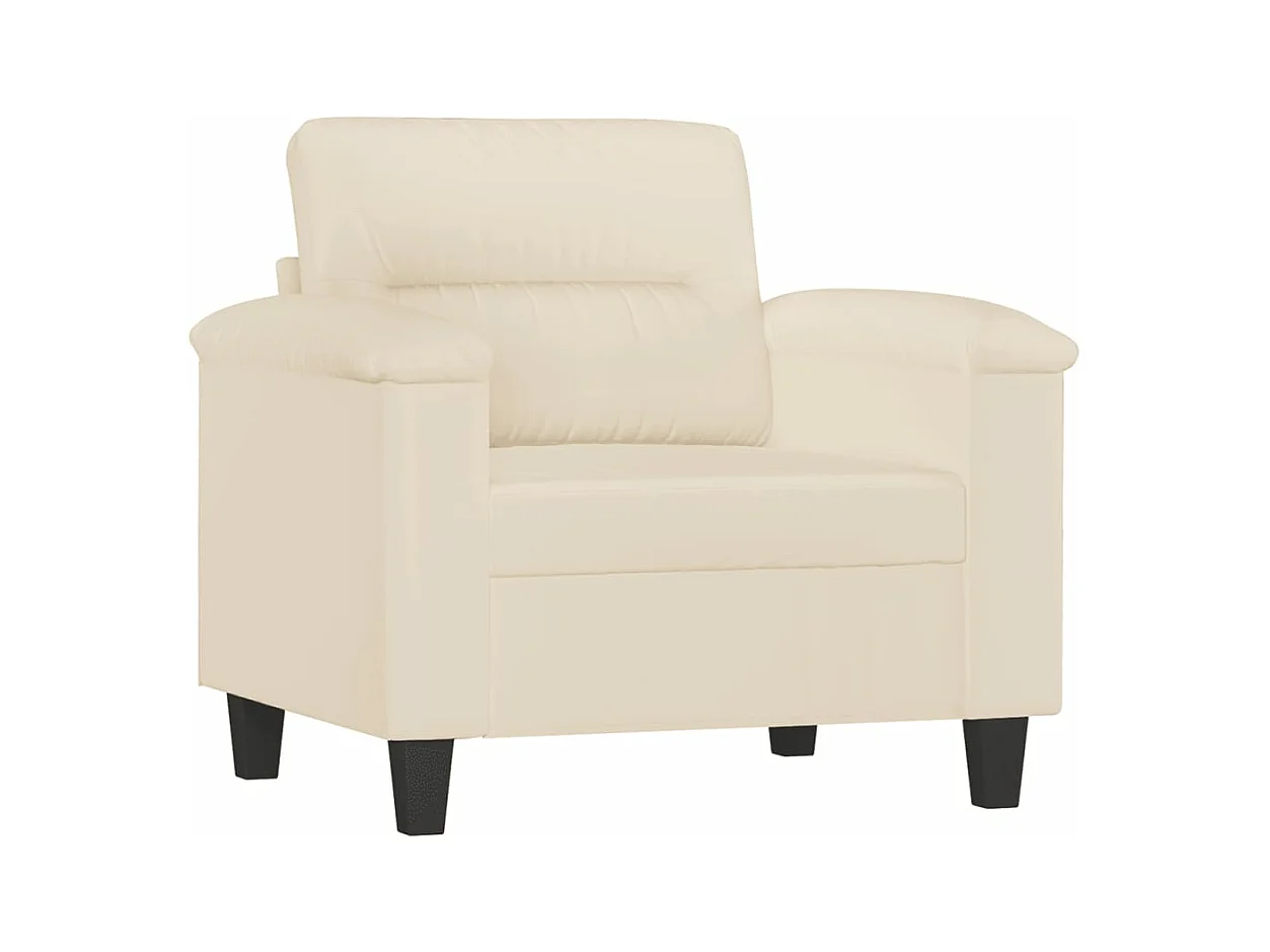 Sessel mit Hocker Beige 60 cm Mikrofasergewebe