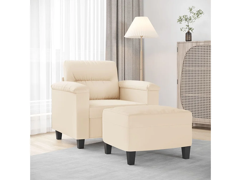 Fauteuil avec repose-pied Beige 60 cm Tissu microfibre