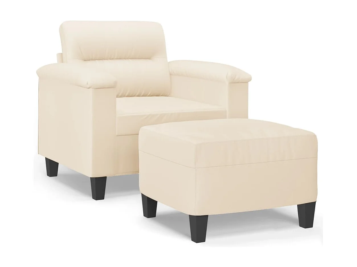 Fauteuil avec repose-pied Beige 60 cm Tissu microfibre