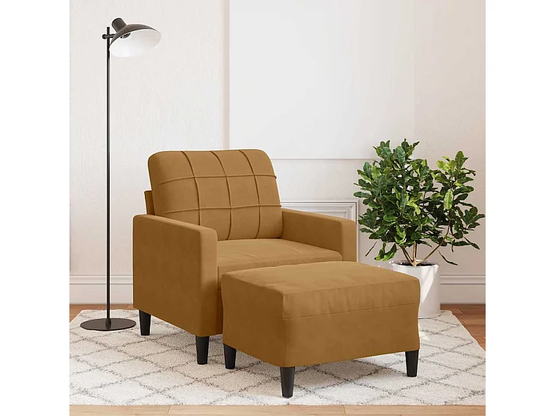 Fauteuil avec repose-pied Marron 60 cm Velours