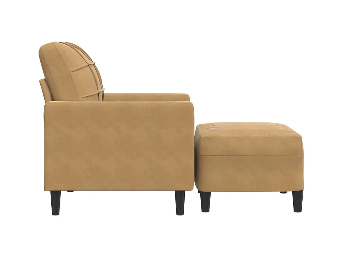 Fauteuil met voetenbank 60 cm fluweel bruin